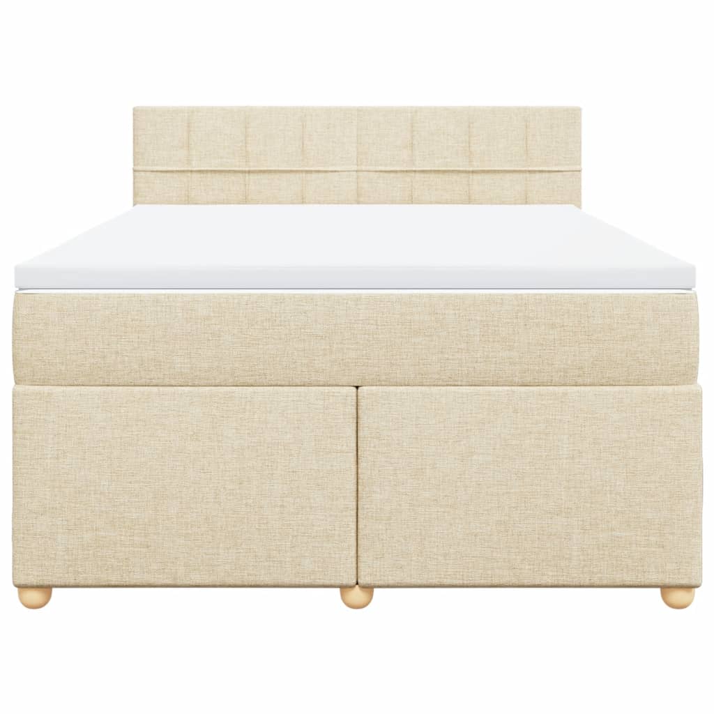 vidaXL Κρεβάτι Boxspring με Στρώμα Κρεμ 140x200 εκ. Υφασμάτινο