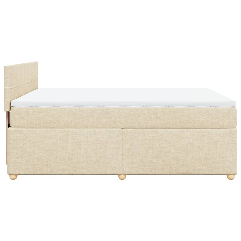 vidaXL Κρεβάτι Boxspring με Στρώμα Κρεμ 140x200 εκ. Υφασμάτινο