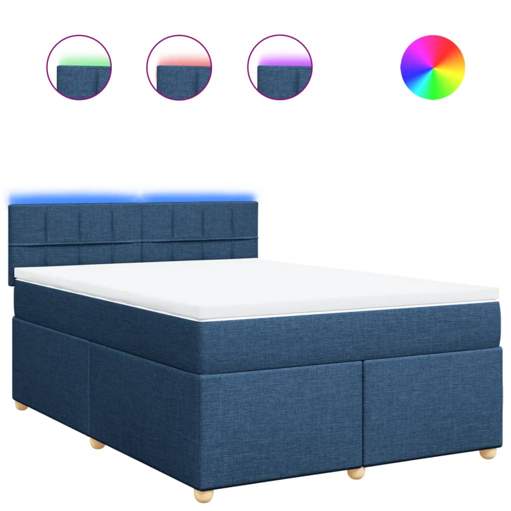 vidaXL Κρεβάτι Boxspring με Στρώμα Μπλε 140x200 εκ. Υφασμάτινο