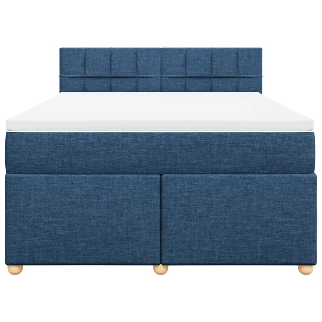 vidaXL Κρεβάτι Boxspring με Στρώμα Μπλε 140x200 εκ. Υφασμάτινο