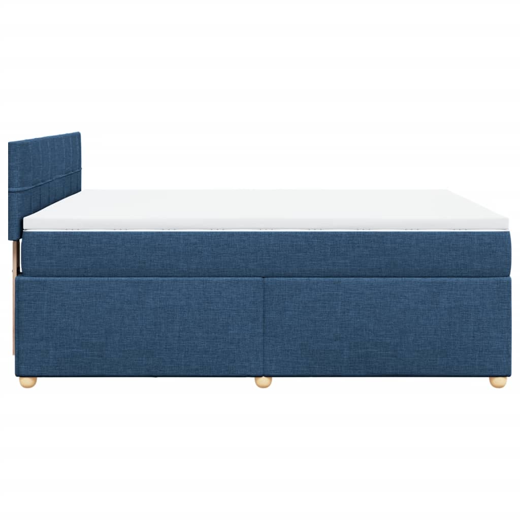 vidaXL Κρεβάτι Boxspring με Στρώμα Μπλε 140x200 εκ. Υφασμάτινο