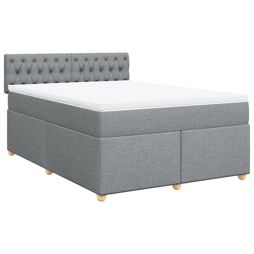vidaXL Κρεβάτι Boxspring με Στρώμα Ανοιχτό Γκρι 140x200 εκ. Υφασμάτινο
