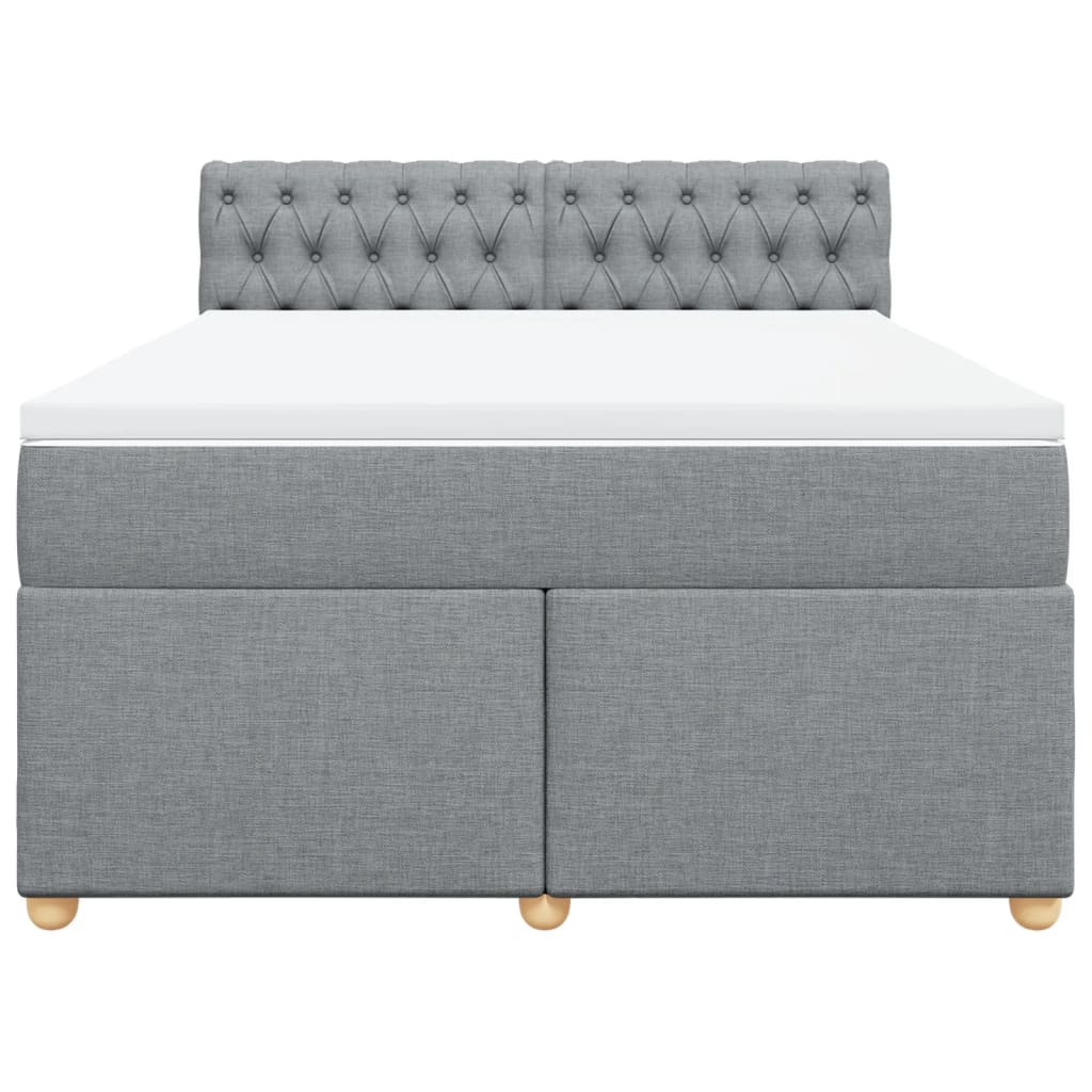 vidaXL Κρεβάτι Boxspring με Στρώμα Ανοιχτό Γκρι 140x200 εκ. Υφασμάτινο