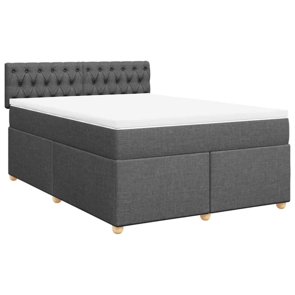 vidaXL Κρεβάτι Boxspring με Στρώμα Σκούρο Γκρι 140x200 εκ Υφασμάτινο