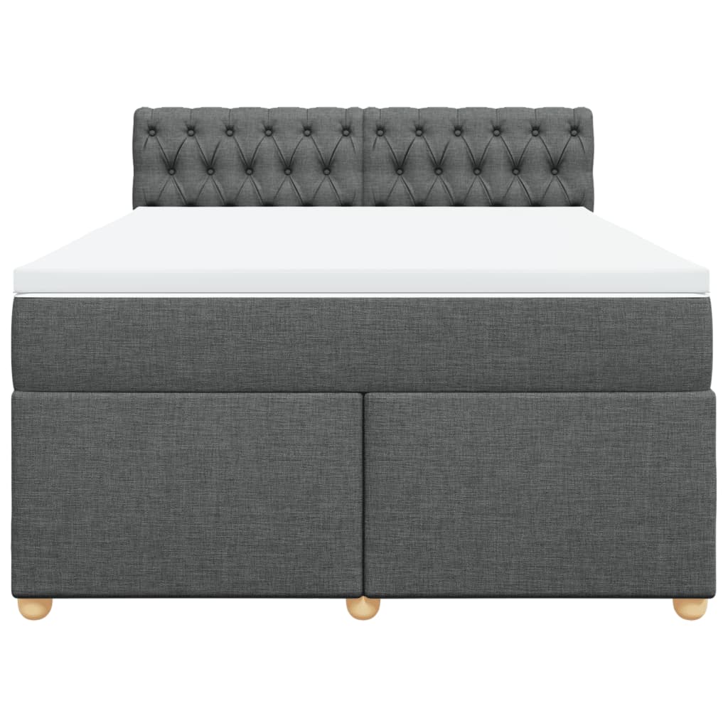 vidaXL Κρεβάτι Boxspring με Στρώμα Σκούρο Γκρι 140x200 εκ Υφασμάτινο