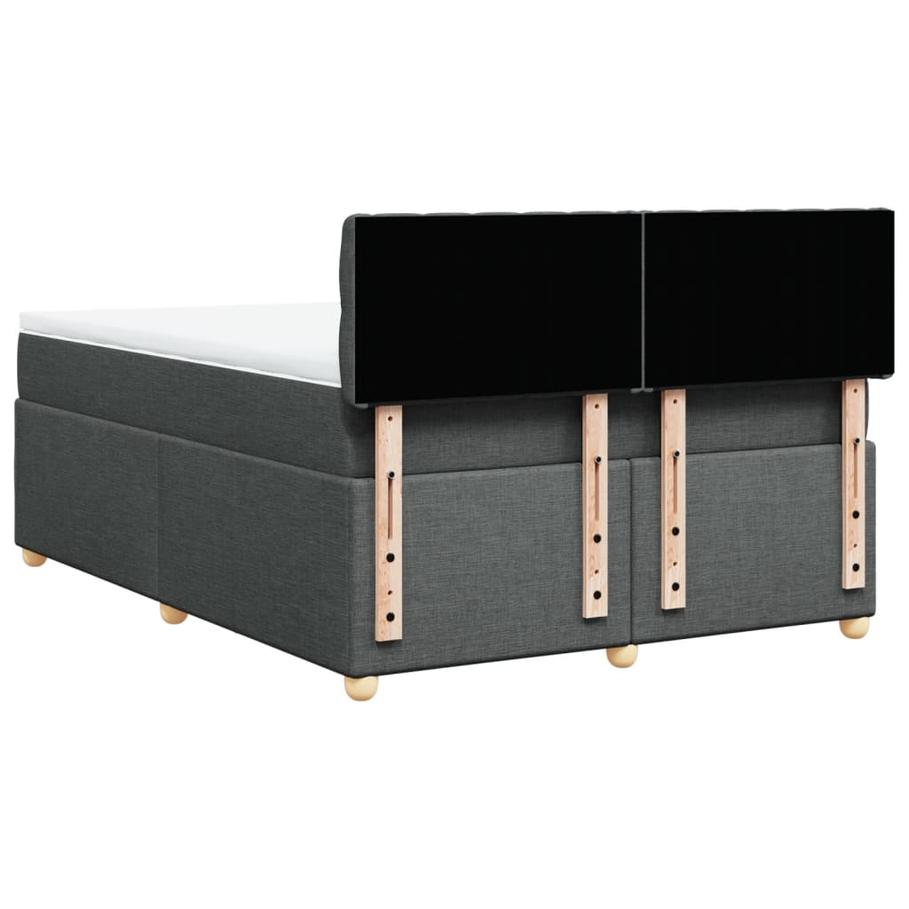 vidaXL Κρεβάτι Boxspring με Στρώμα Σκούρο Γκρι 140x200 εκ Υφασμάτινο
