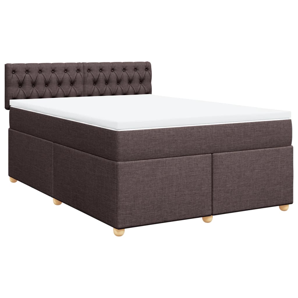 vidaXL Κρεβάτι Boxspring με Στρώμα Σκούρο Καφέ 140x200 εκ Υφασμάτινο