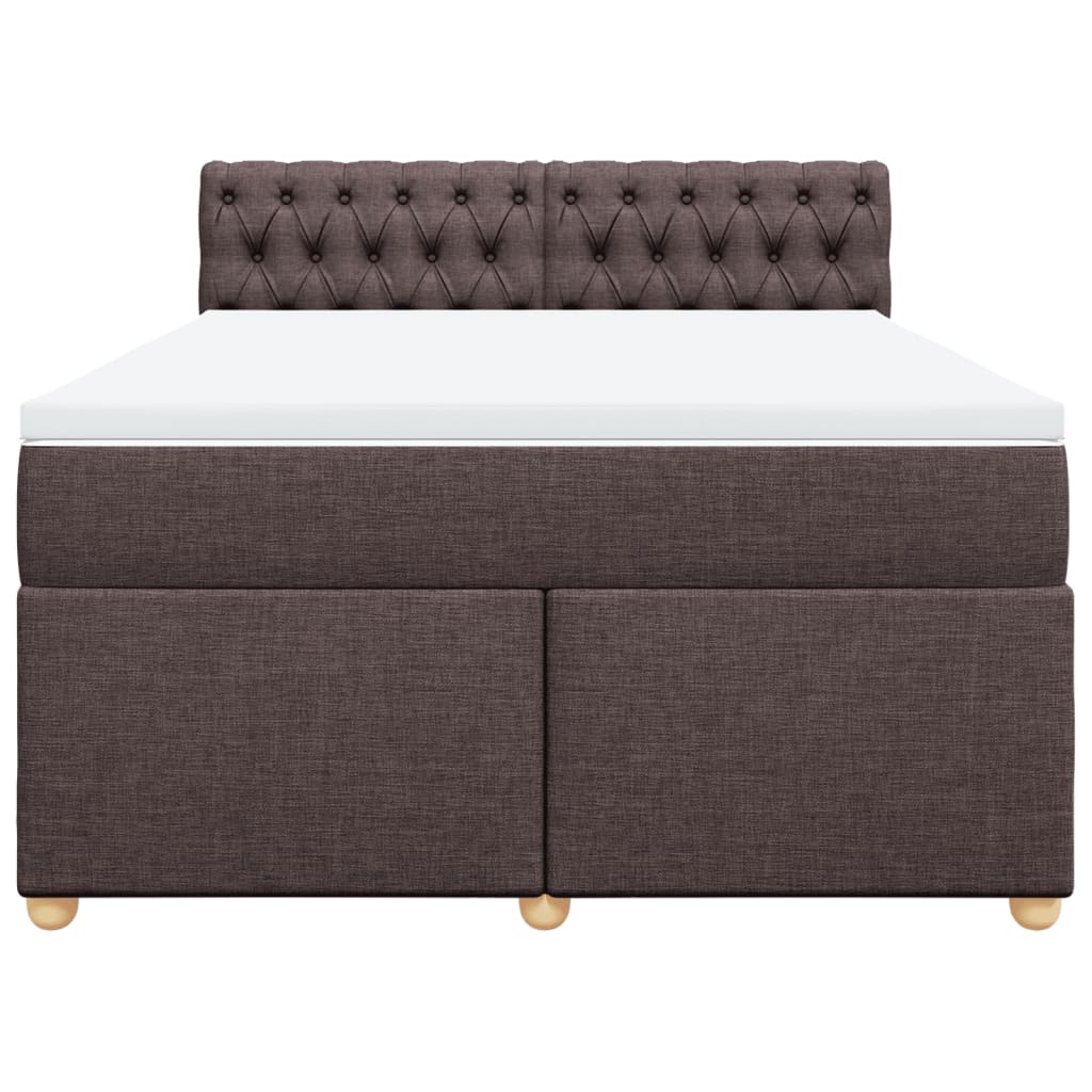 vidaXL Κρεβάτι Boxspring με Στρώμα Σκούρο Καφέ 140x200 εκ Υφασμάτινο