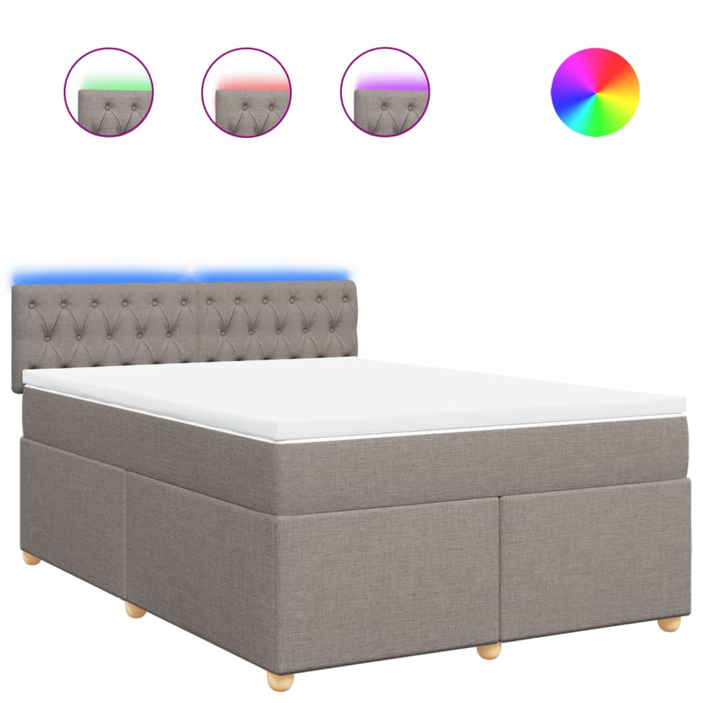 vidaXL Κρεβάτι Boxspring με Στρώμα Taupe 140x200 εκ. Υφασμάτινο