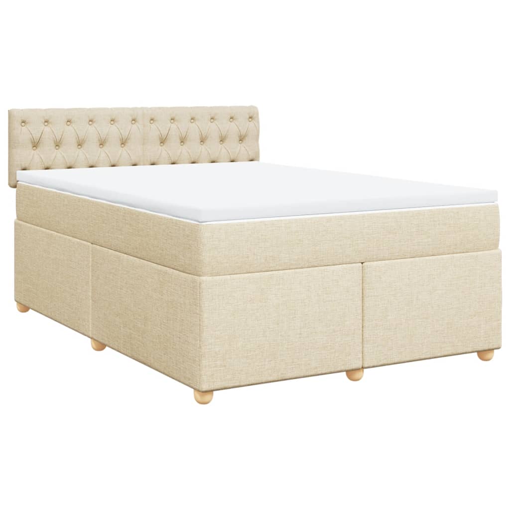 vidaXL Κρεβάτι Boxspring με Στρώμα Κρεμ 140x200 εκ. Υφασμάτινο