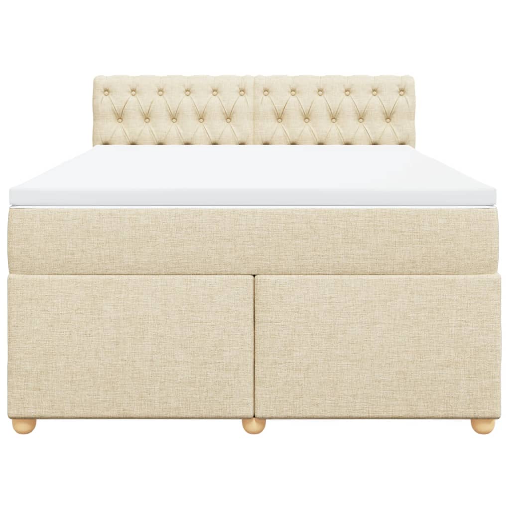 vidaXL Κρεβάτι Boxspring με Στρώμα Κρεμ 140x200 εκ. Υφασμάτινο