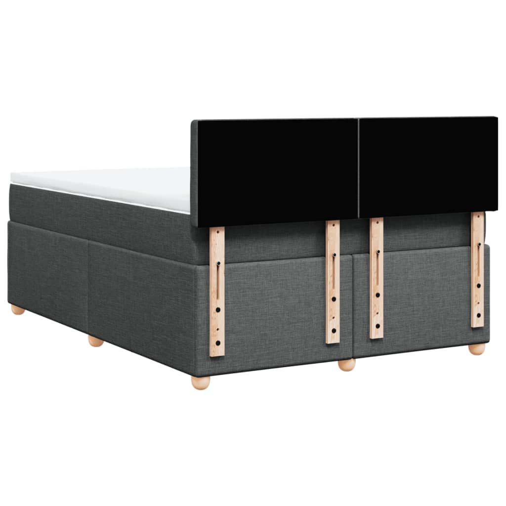 vidaXL Κρεβάτι Boxspring με Στρώμα Σκούρο Γκρι 140x200 εκ Υφασμάτινο