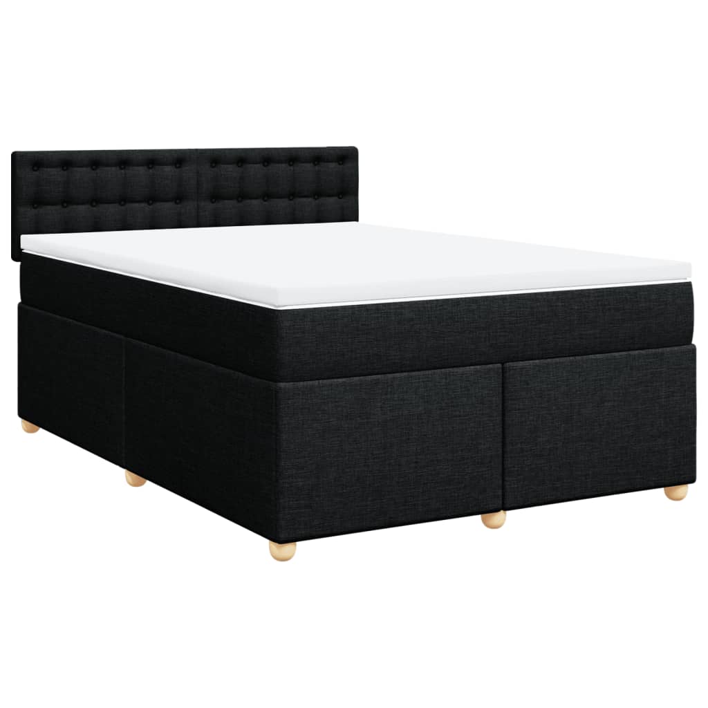 vidaXL Κρεβάτι Boxspring με Στρώμα Μαύρο 140x200 εκ. Υφασμάτινο