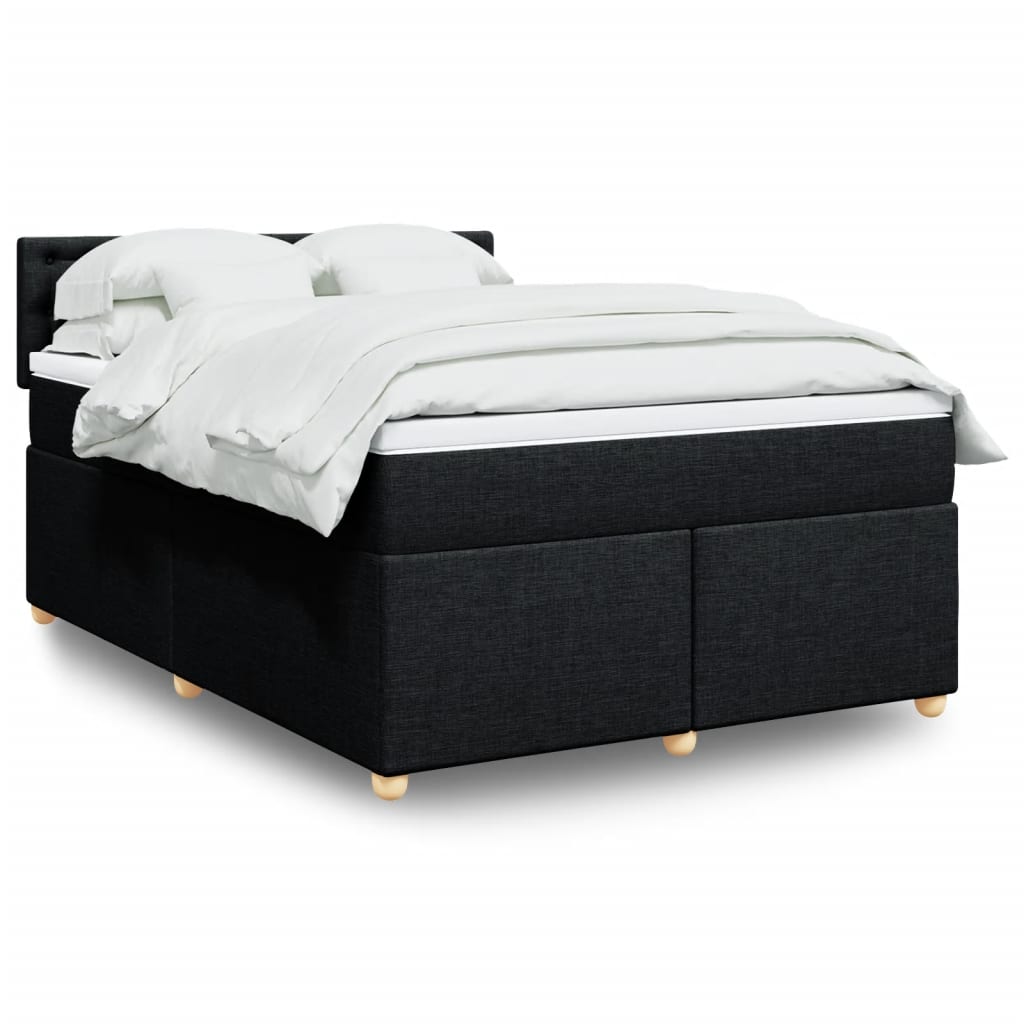 vidaXL Κρεβάτι Boxspring με Στρώμα Μαύρο 140x200 εκ. Υφασμάτινο