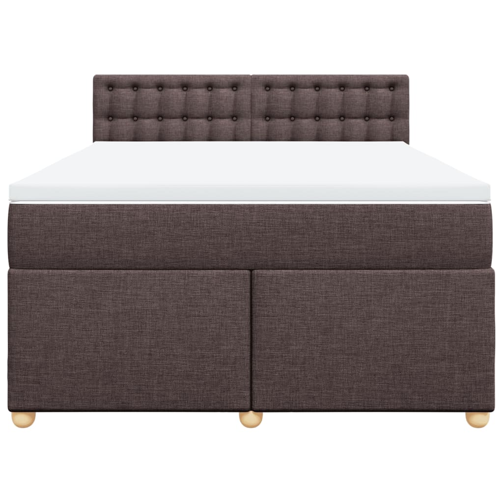 vidaXL Κρεβάτι Boxspring με Στρώμα Σκούρο Καφέ 140x200 εκ Υφασμάτινο