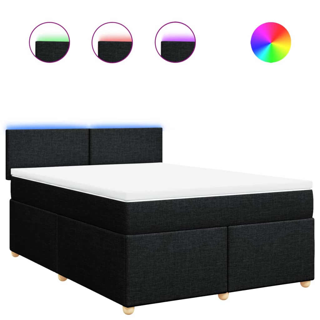 vidaXL Κρεβάτι Boxspring με Στρώμα Μαύρο 160x200 εκ. Υφασμάτινο