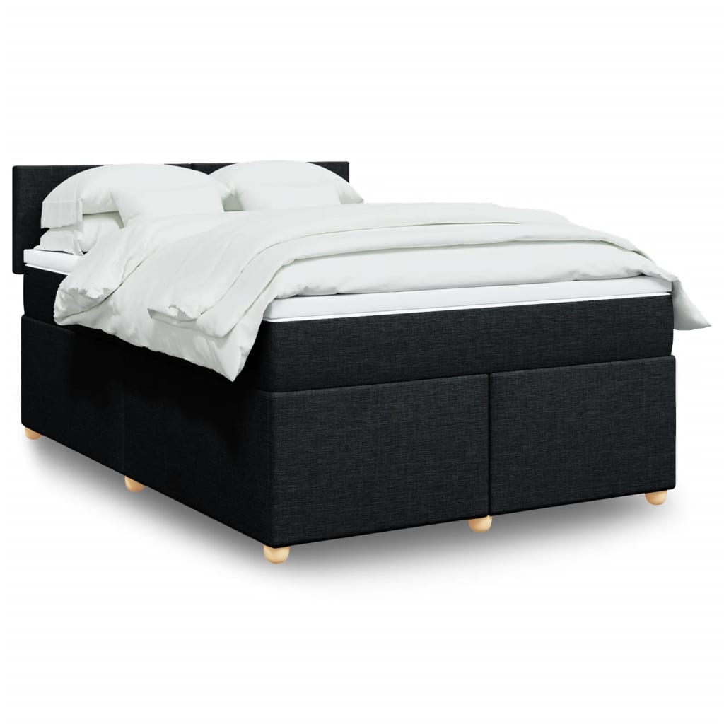 vidaXL Κρεβάτι Boxspring με Στρώμα Μαύρο 160x200 εκ. Υφασμάτινο