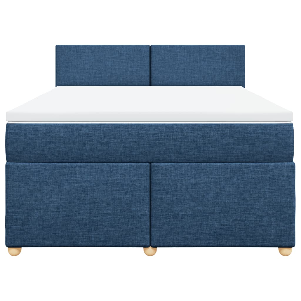 vidaXL Κρεβάτι Boxspring με Στρώμα Μπλε 160x200 εκ. Υφασμάτινο