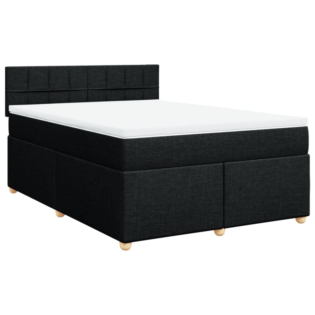 vidaXL Κρεβάτι Boxspring με Στρώμα Μαύρο 160x200 εκ. Υφασμάτινο