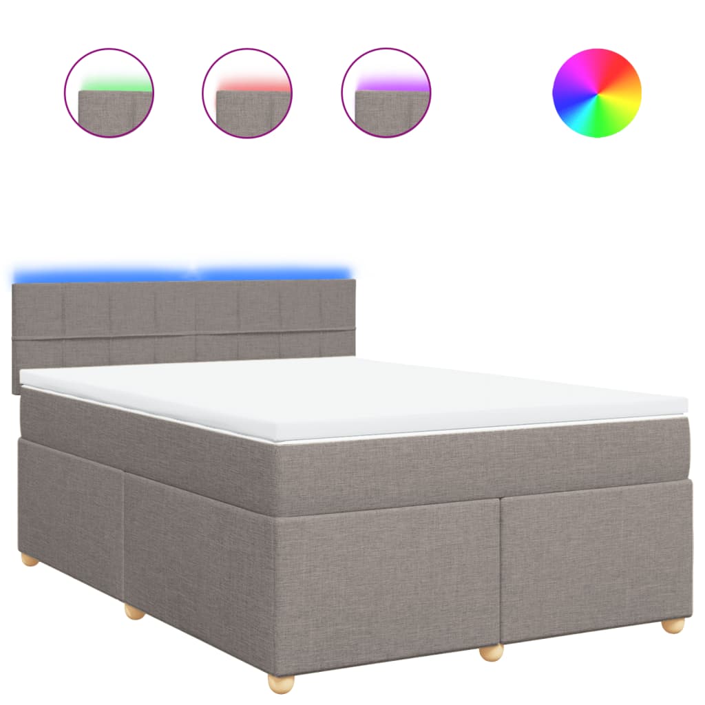 vidaXL Κρεβάτι Boxspring με Στρώμα Taupe 160x200 εκ. Υφασμάτινο