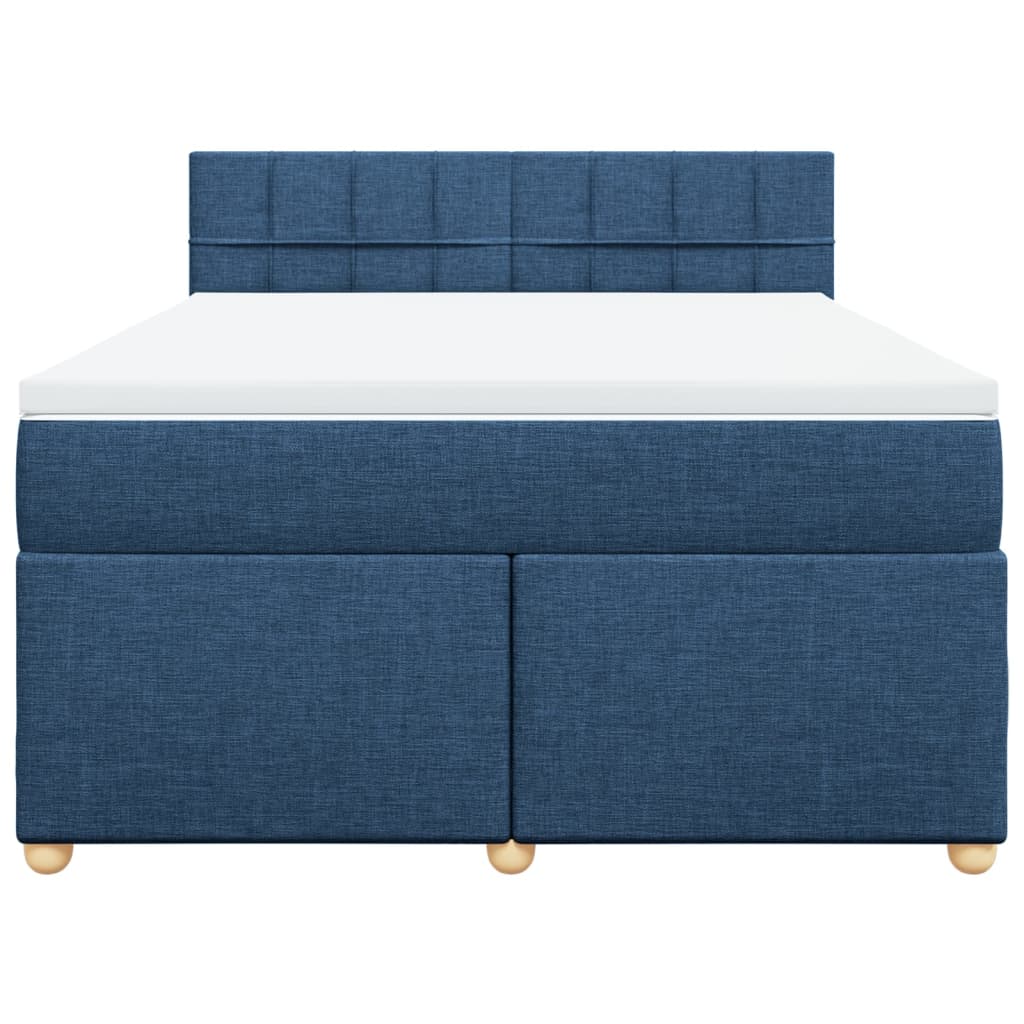 vidaXL Κρεβάτι Boxspring με Στρώμα Μπλε 160x200 εκ. Υφασμάτινο