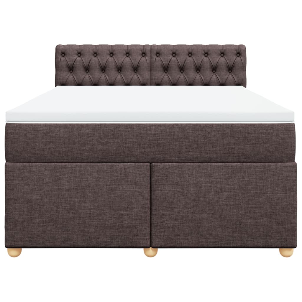 vidaXL Κρεβάτι Boxspring με Στρώμα Σκούρο Καφέ 160x200 εκ Υφασμάτινο