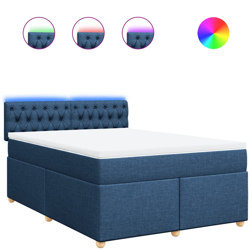 vidaXL Κρεβάτι Boxspring με Στρώμα Μπλε 160x200 εκ. Υφασμάτινο