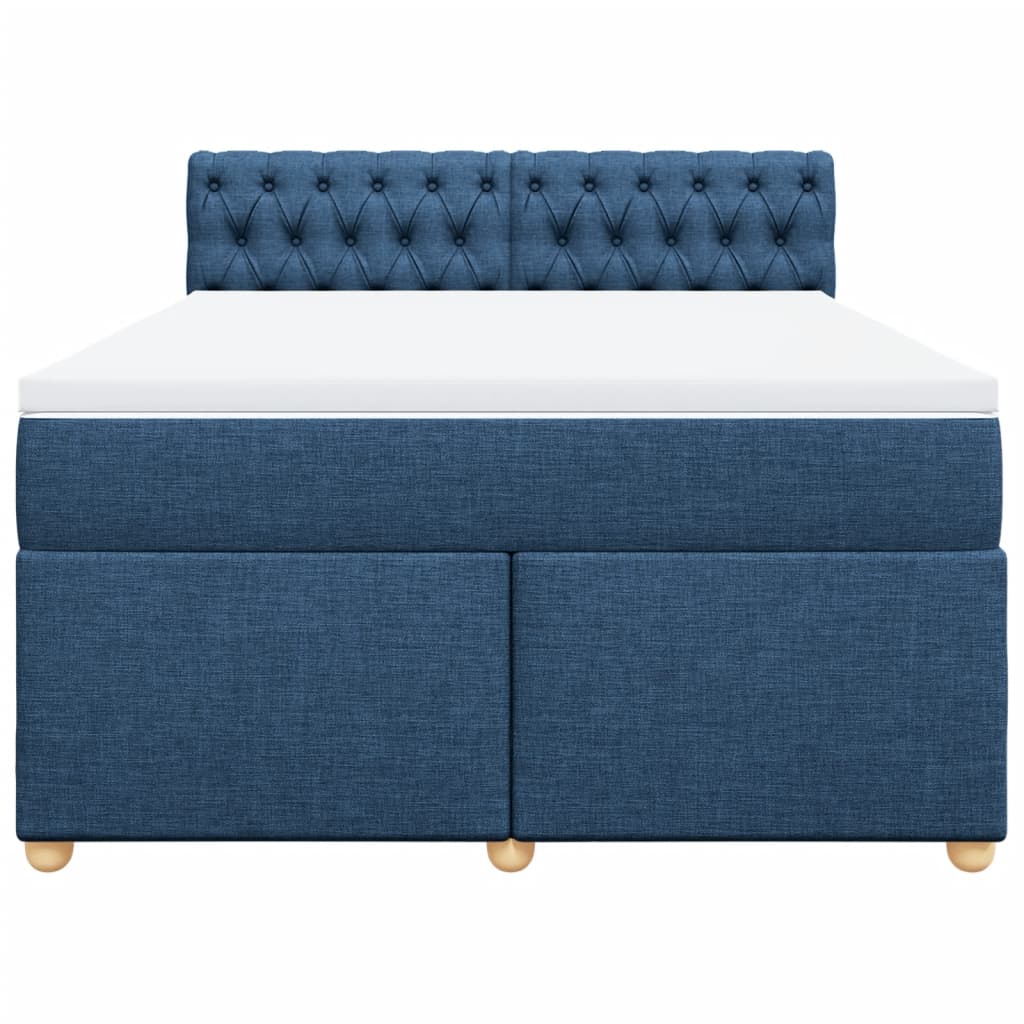 vidaXL Κρεβάτι Boxspring με Στρώμα Μπλε 160x200 εκ. Υφασμάτινο