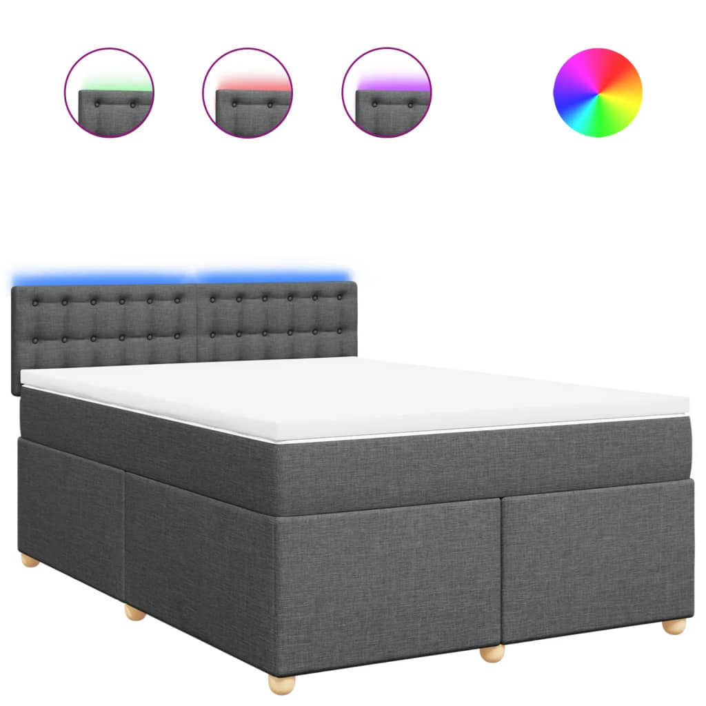 vidaXL Κρεβάτι Boxspring με Στρώμα Σκούρο Γκρι 160x200 εκ Υφασμάτινο