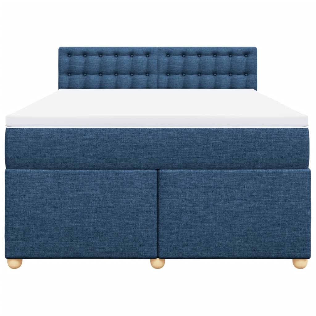 vidaXL Κρεβάτι Boxspring με Στρώμα Μπλε 160x200 εκ. Υφασμάτινο