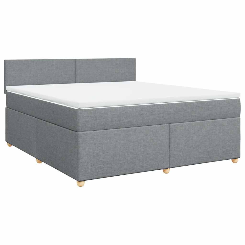 vidaXL Κρεβάτι Boxspring με Στρώμα Ανοιχτό Γκρι 180x200 εκ. Υφασμάτινο