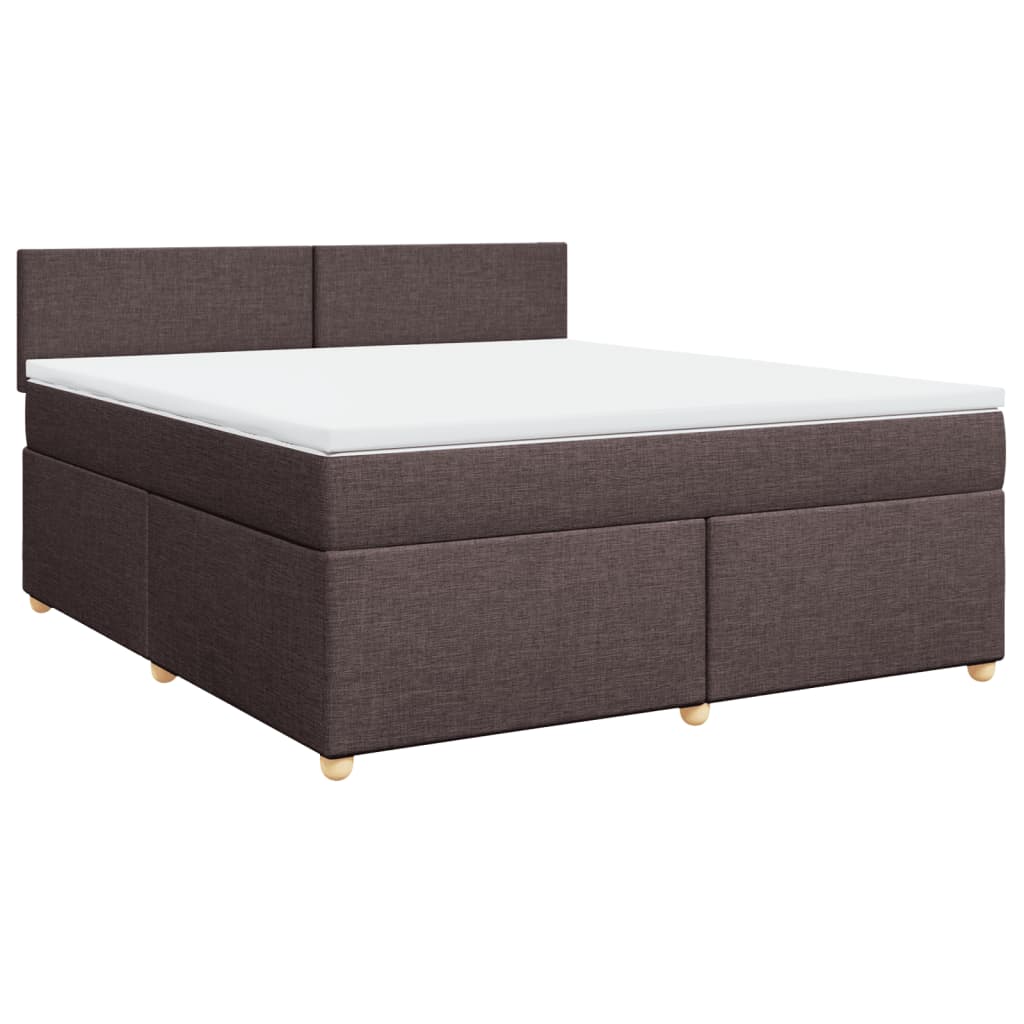 vidaXL Κρεβάτι Boxspring με Στρώμα Σκούρο Καφέ 180x200 εκ Υφασμάτινο