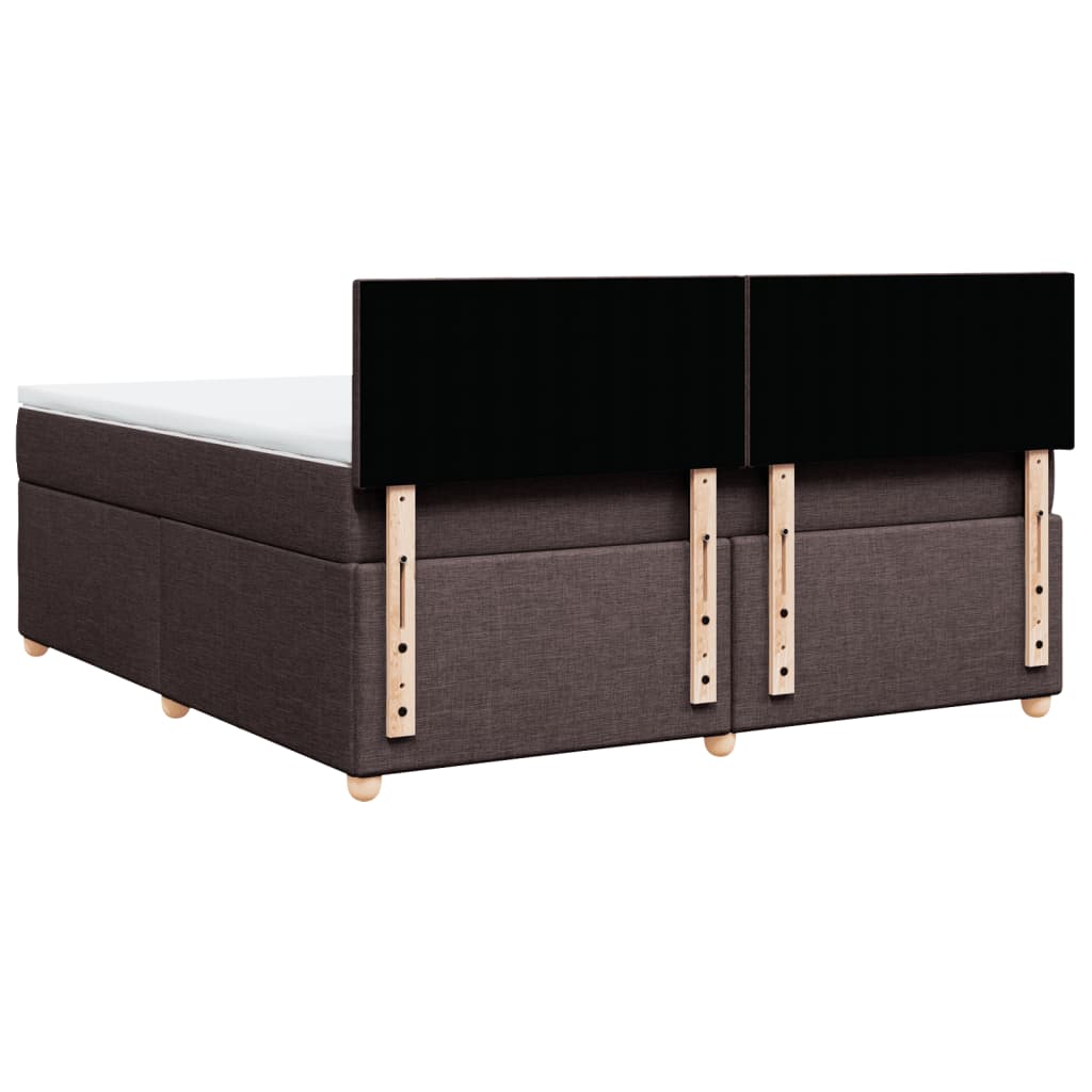 vidaXL Κρεβάτι Boxspring με Στρώμα Σκούρο Καφέ 180x200 εκ Υφασμάτινο