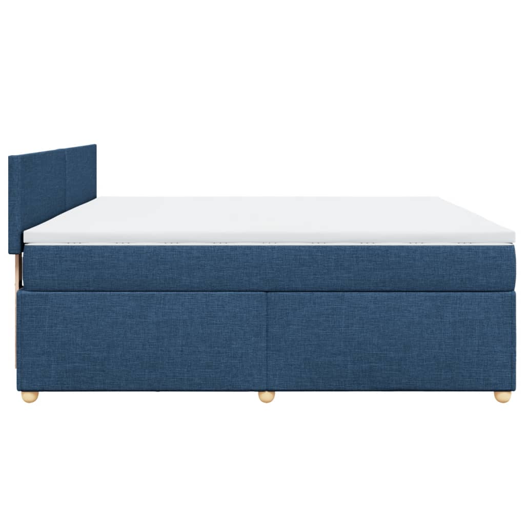 vidaXL Κρεβάτι Boxspring με Στρώμα Μπλε 180x200 εκ. Υφασμάτινο