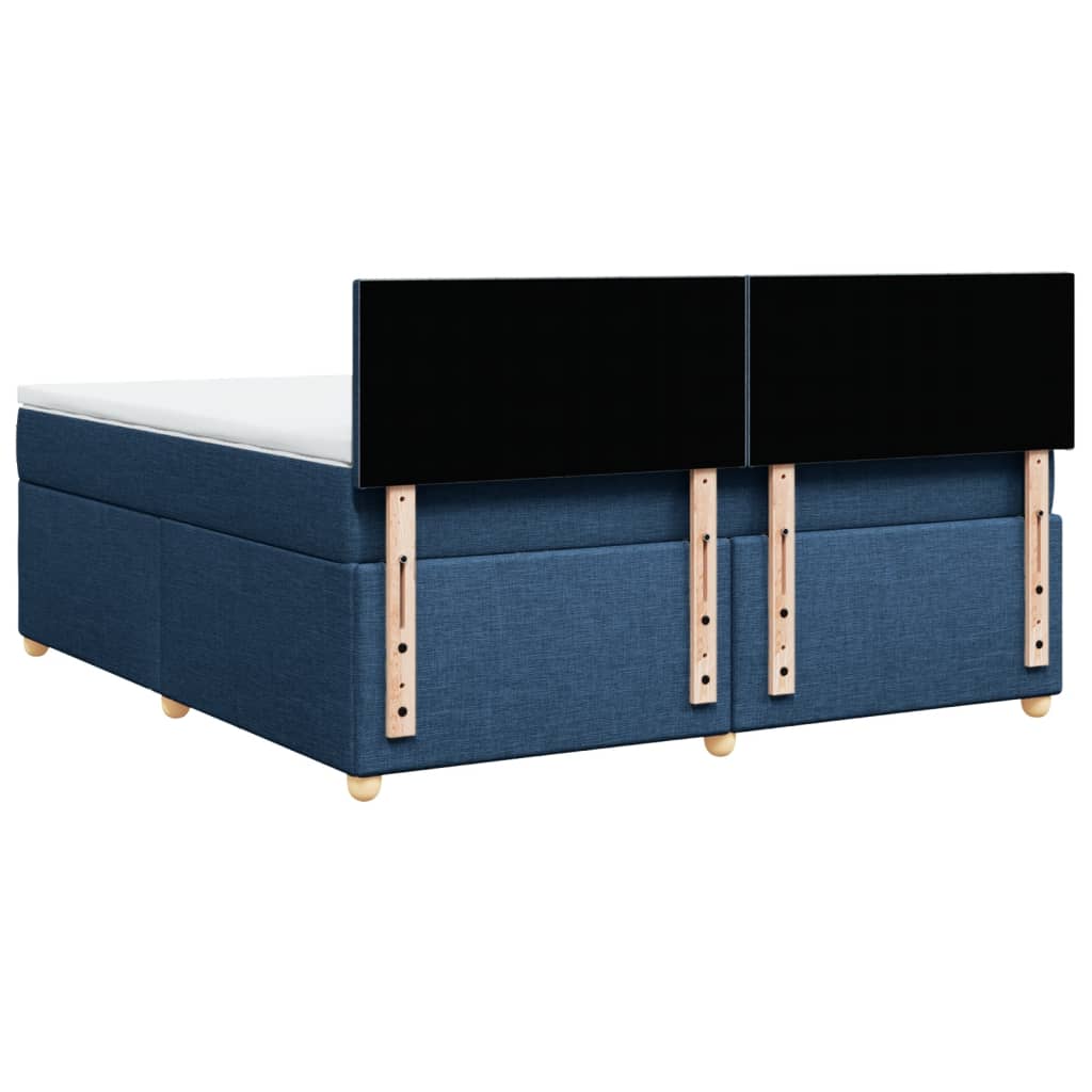 vidaXL Κρεβάτι Boxspring με Στρώμα Μπλε 180x200 εκ. Υφασμάτινο