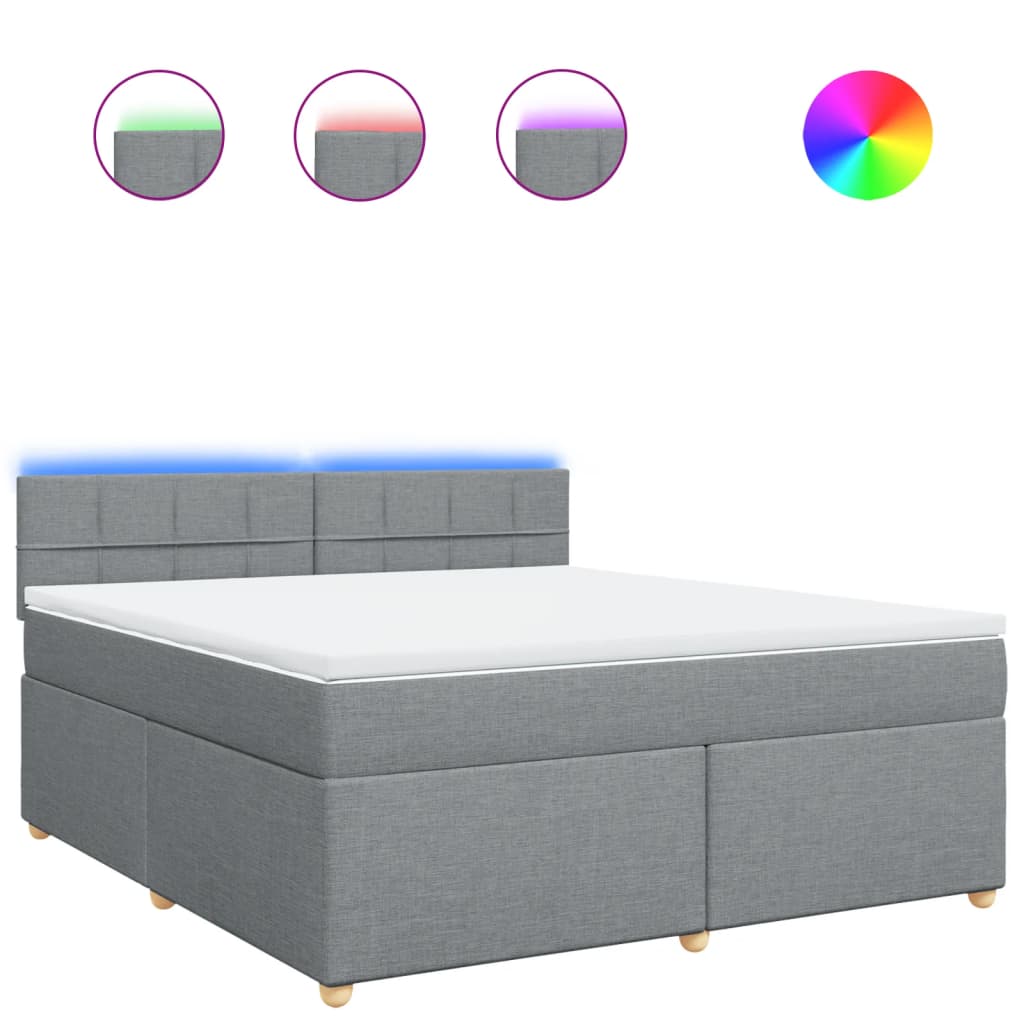 vidaXL Κρεβάτι Boxspring με Στρώμα Ανοιχτό Γκρι 180x200 εκ. Υφασμάτινο