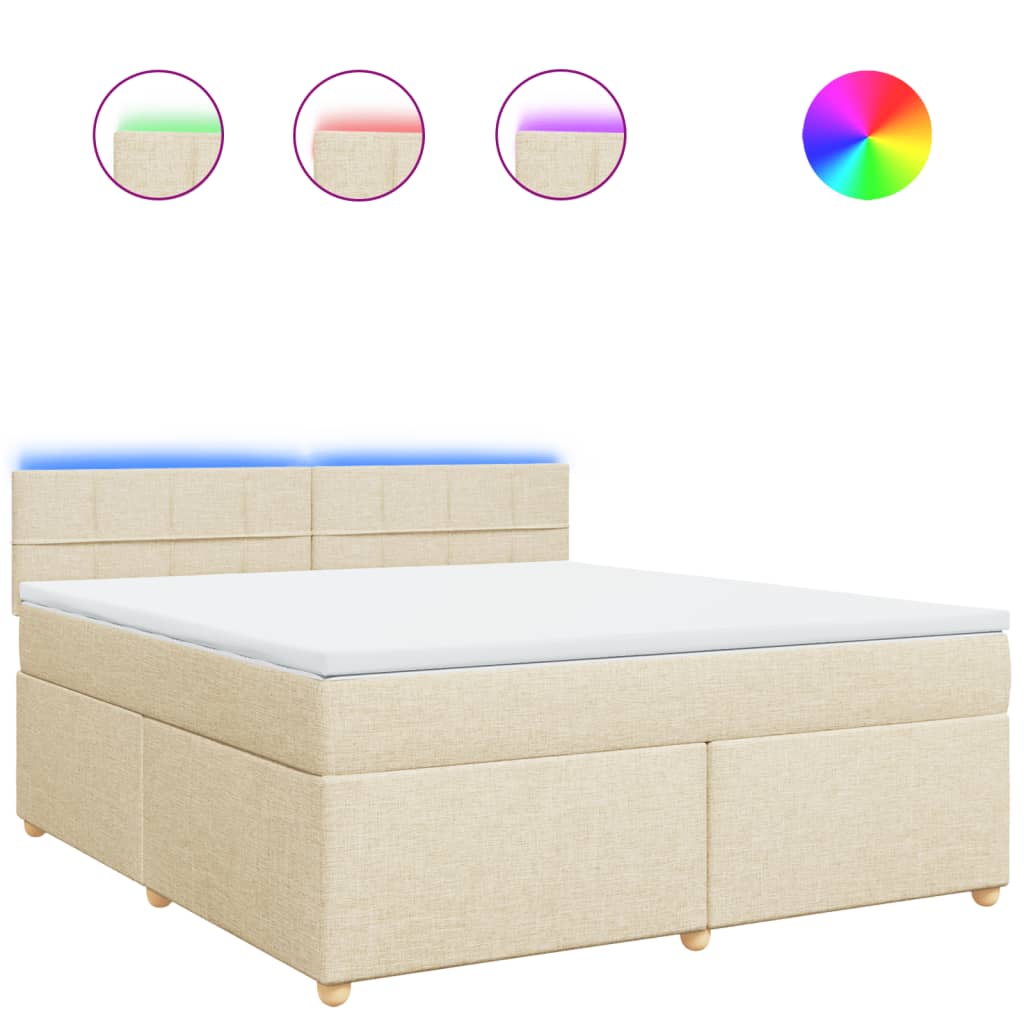 vidaXL Κρεβάτι Boxspring με Στρώμα Κρεμ 180x200 εκ. Υφασμάτινο