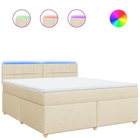 vidaXL Κρεβάτι Boxspring με Στρώμα Κρεμ 180x200 εκ. Υφασμάτινο