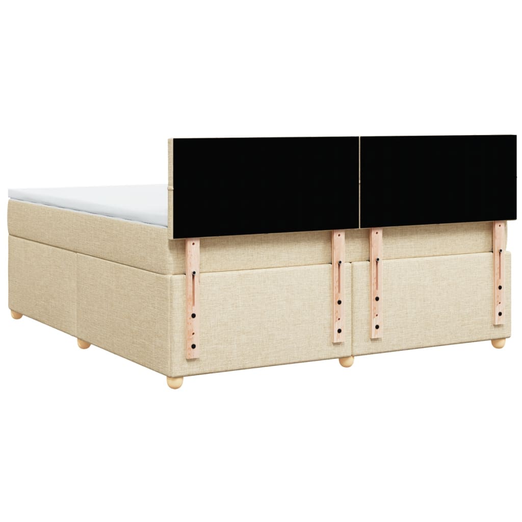 vidaXL Κρεβάτι Boxspring με Στρώμα Κρεμ 180x200 εκ. Υφασμάτινο
