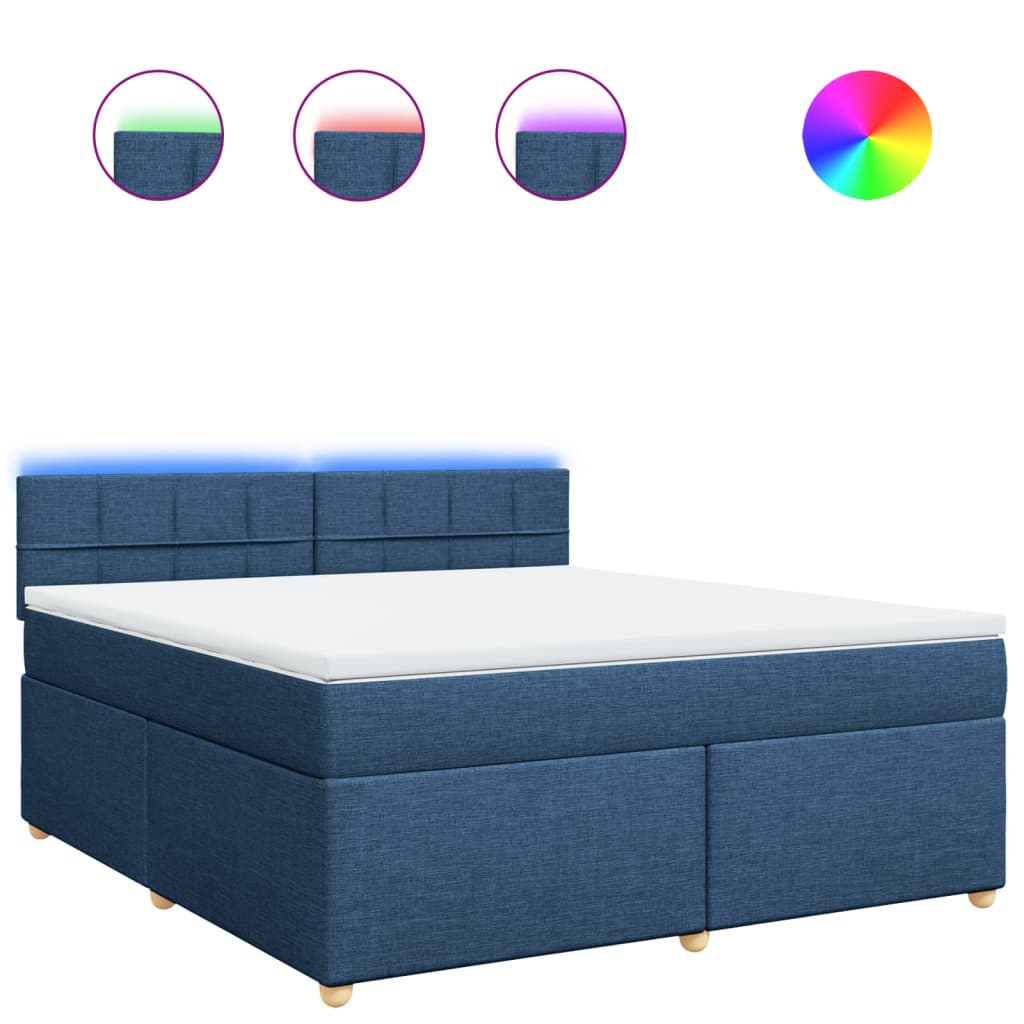 vidaXL Κρεβάτι Boxspring με Στρώμα Μπλε 180x200 εκ. Υφασμάτινο