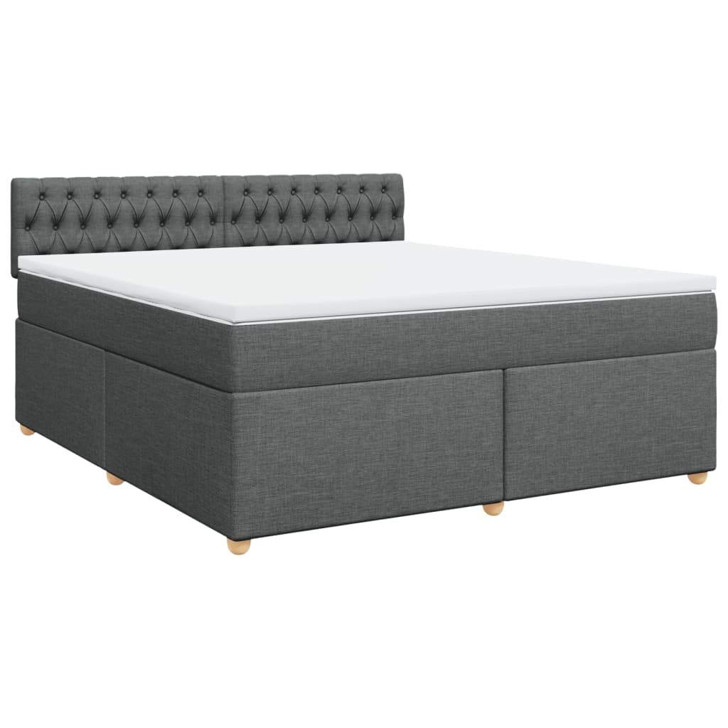 vidaXL Κρεβάτι Boxspring με Στρώμα Σκούρο Γκρι 180x200 εκ Υφασμάτιν