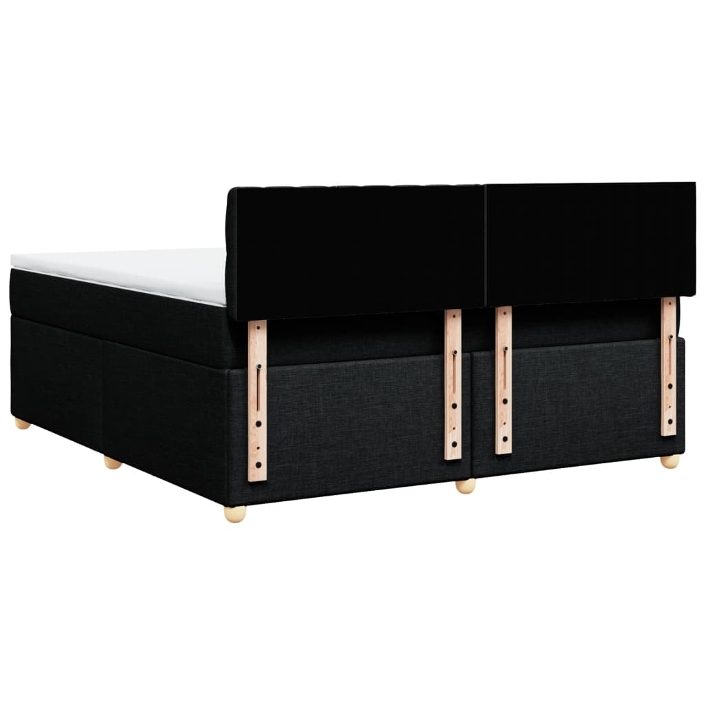 vidaXL Κρεβάτι Boxspring με Στρώμα Μαύρο 180x200 εκ. Υφασμάτινο