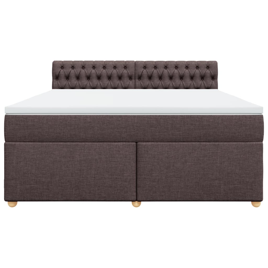 vidaXL Κρεβάτι Boxspring με Στρώμα Σκούρο Καφέ 180x200 εκ Υφασμάτινο