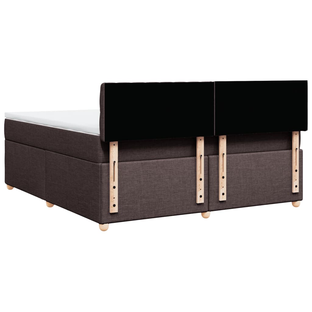 vidaXL Κρεβάτι Boxspring με Στρώμα Σκούρο Καφέ 180x200 εκ Υφασμάτινο