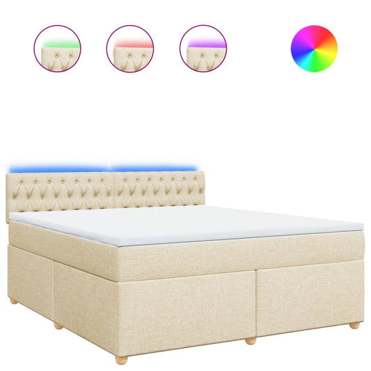 vidaXL Κρεβάτι Boxspring με Στρώμα Κρεμ 180x200 εκ. Υφασμάτινο