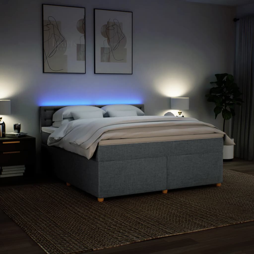 vidaXL Κρεβάτι Boxspring με Στρώμα Ανοιχτό Γκρι 180x200 εκ. Υφασμάτινο