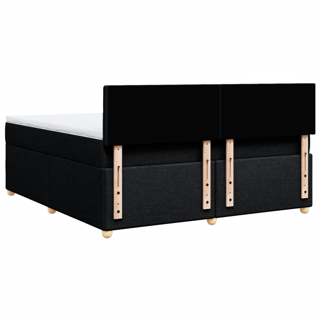 vidaXL Κρεβάτι Boxspring με Στρώμα Μαύρο 180x200 εκ. Υφασμάτινο
