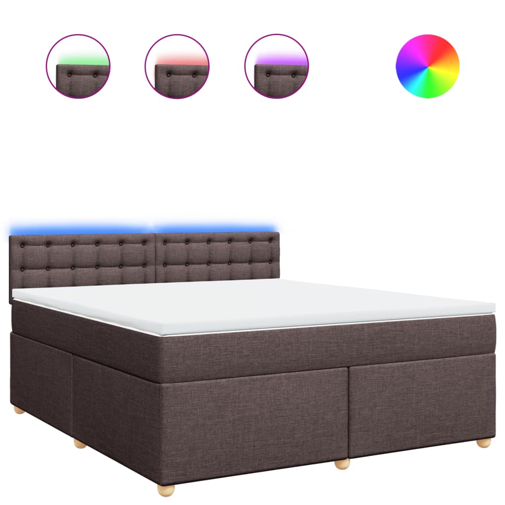 vidaXL Κρεβάτι Boxspring με Στρώμα Σκούρο Καφέ 180x200 εκ Υφασμάτινο