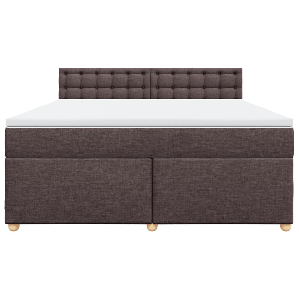 vidaXL Κρεβάτι Boxspring με Στρώμα Σκούρο Καφέ 180x200 εκ Υφασμάτινο