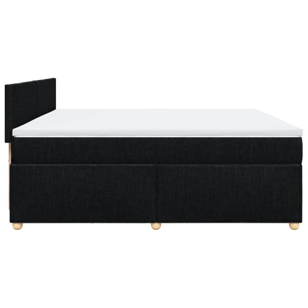 vidaXL Κρεβάτι Boxspring με Στρώμα Μαύρο 200x200 εκ. Υφασμάτινο